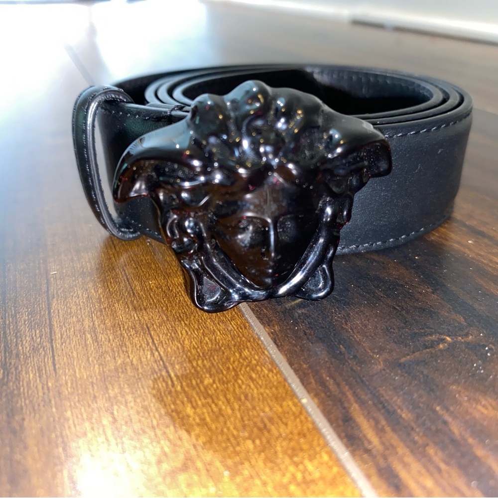 Versace Black Belt with Medusa Buckle